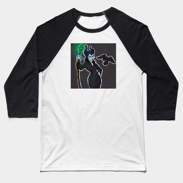 Maleficent Sketch Baseball T-Shirt by britton_draws